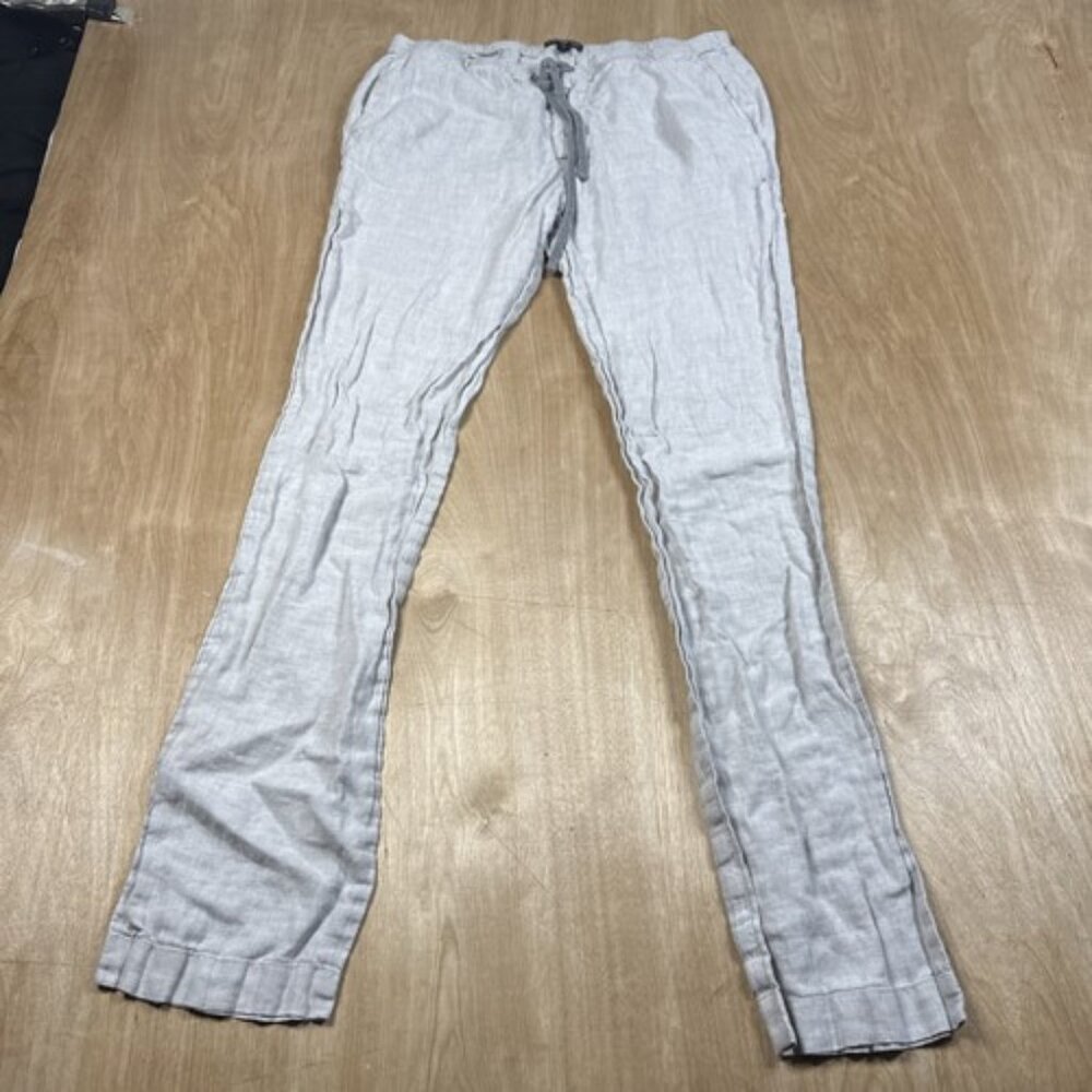 James Perse Pants Women's 1 Light Gray Mixed Media Joggers Pockets Cotton Blend